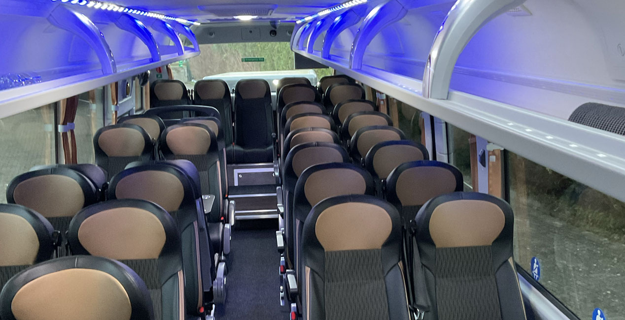 37 Seater Luxury Coach with lights on